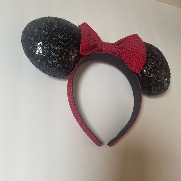 Disney Minnie Mouse Ears Headband Red Now, Sequence Black - Picture 2 of 9